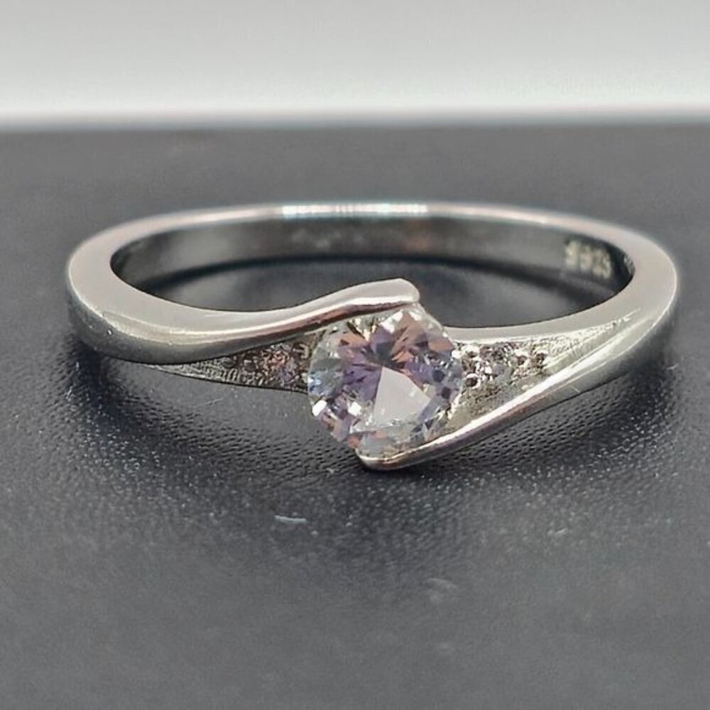 0.5 ct Moissanite Ring in 925 Sterling Silver Offset Design - Picture 6 of 7